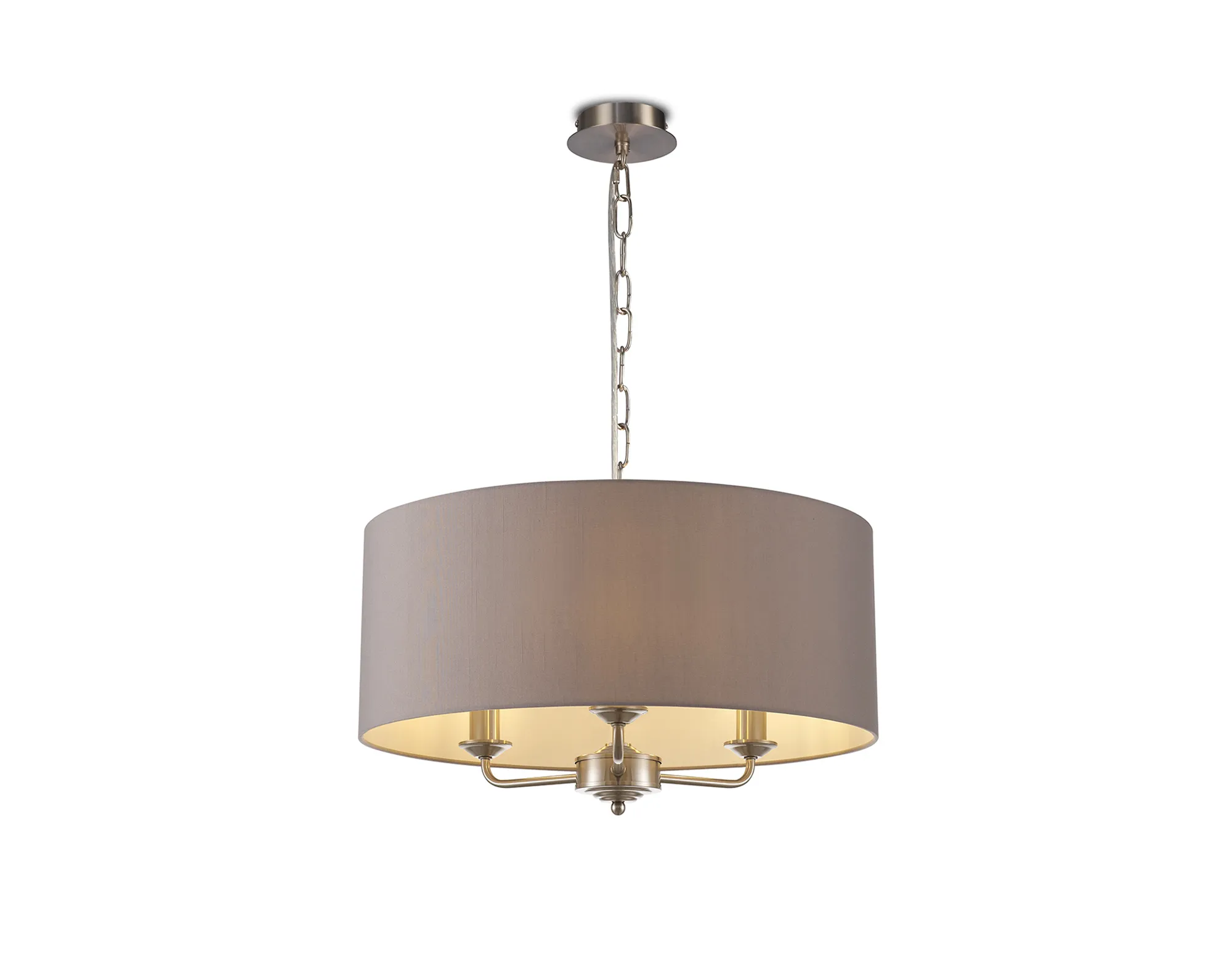 DK0074  Banyan 50cm 3 Light Pendant Satin Nickel; Grey